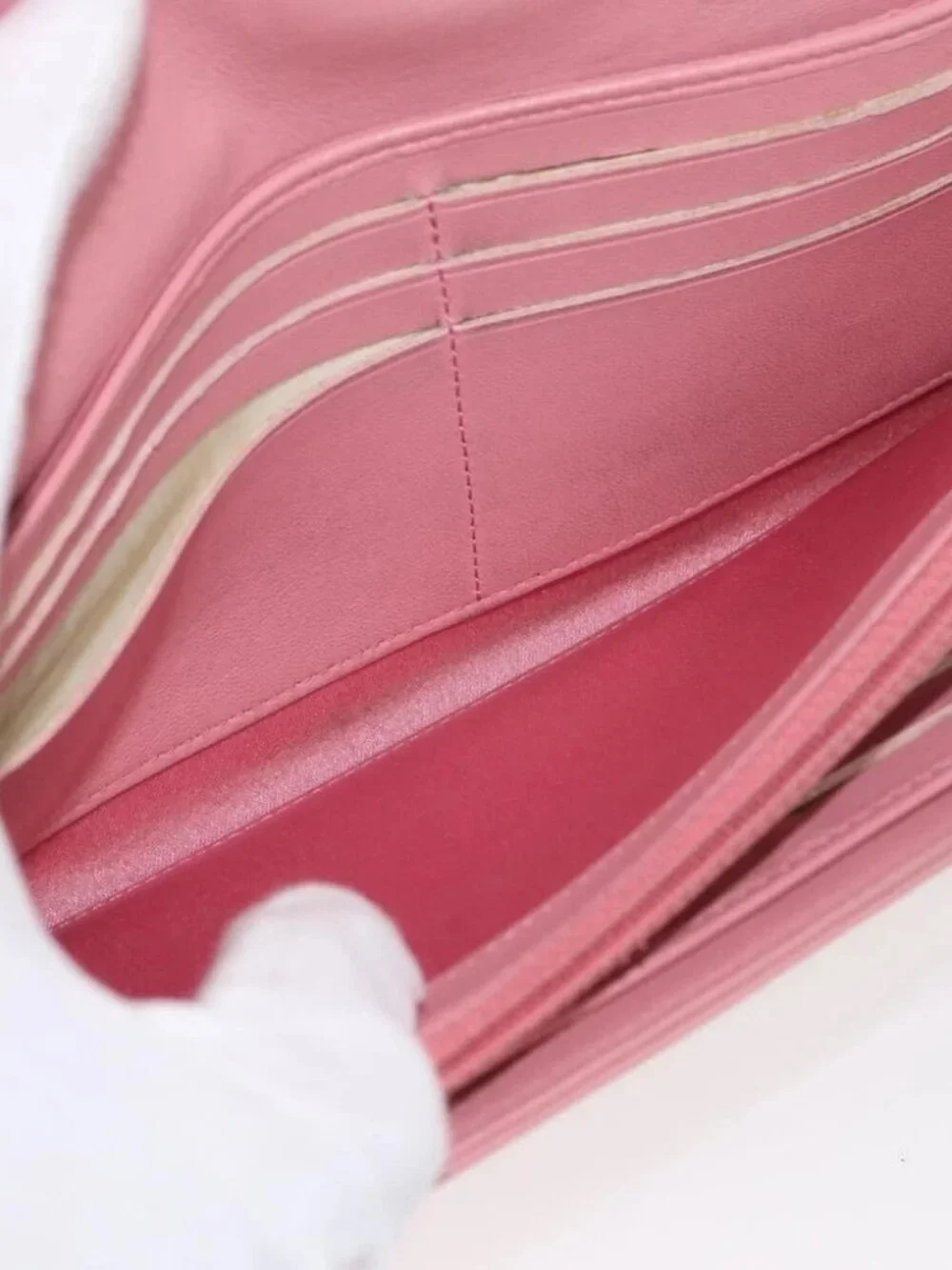 CHANEL Camelia Long Wallet Lamb Skin Pink CC Auth YKZ410